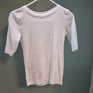 LOFT White Half Sleeve Textured Tee